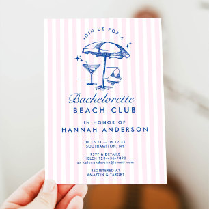 Retro Modern Vintage Blue Bachelorette Weekend Invitation