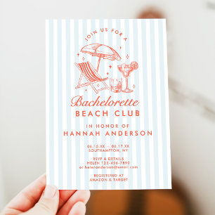 Retro Modern Vintage Blue Bachelorette Weekend Invitation