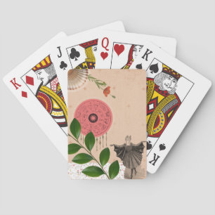 Retro Modern Vintage Collage Fun Cute Pink   Playing Cards