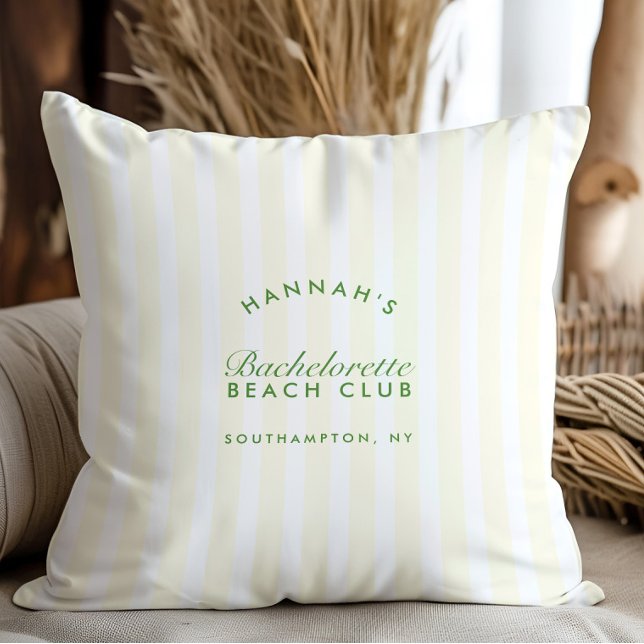 Retro Modern Vintage Green & Yellow Bachelorette Cushion (Retro Modern Vintage Green & Yellow Bachelorette Throw Pillow)