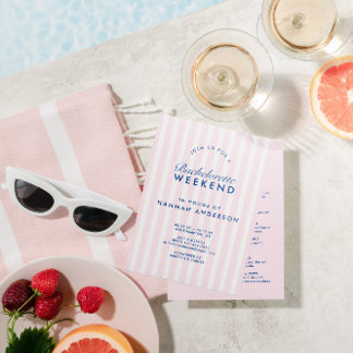Retro Modern Vintage Pink Bachelorette Weekend Invitation