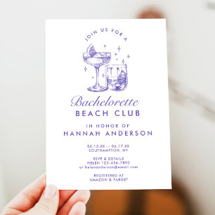 Retro Modern Vintage Purple Bachelorette Weekend Invitation