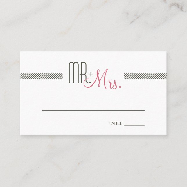 Retro Modern Wedding Escort Place Card (Front)