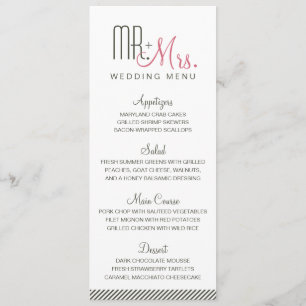 Retro Modern Wedding Menu