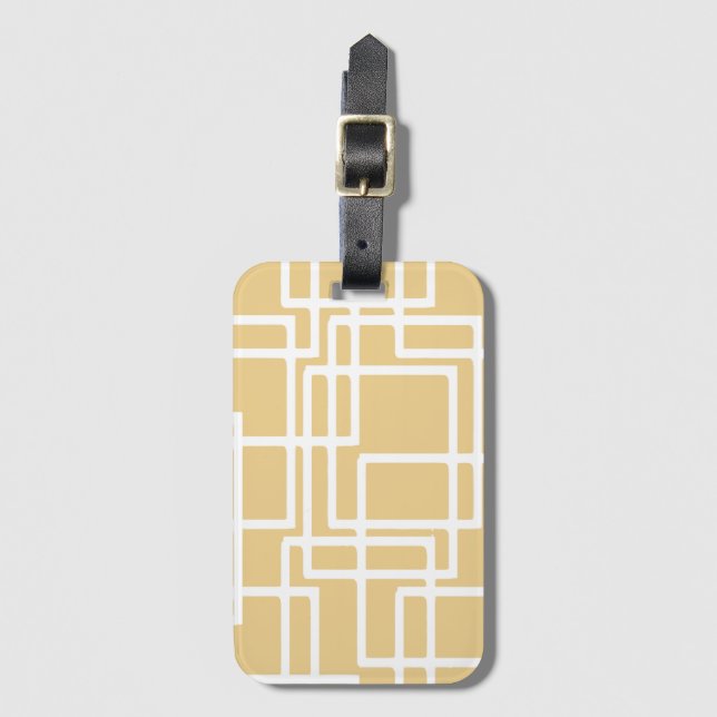 Retro Modern White Rectangles On Camel Luggage Tag (Front Vertical)