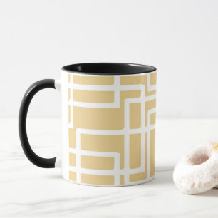 Retro Modern White Rectangles On Camel Mug