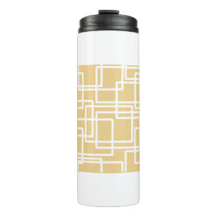 Retro Modern White Rectangles On Camel Thermal Tumbler