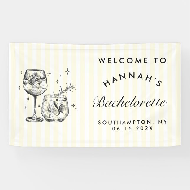 Retro Modern Yellow Cocktail Bachelorette Banner (Horizontal)