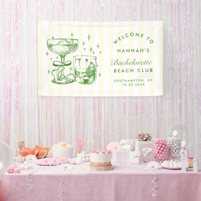 Retro Modern Yellow & Green Bachelorette Weekend Banner (Party)
