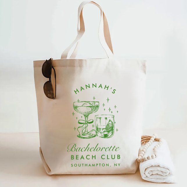 Retro Modern Yellow & Green Bachelorette Weekend Tote Bag (Creator Uploaded)