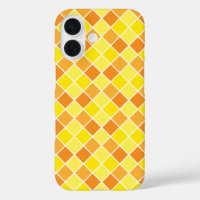 Retro Modern Yellow Orange Checkers Square Pattern