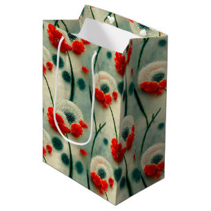 Retro Mohnblumen  Mittlere Geschenktüte Medium Gift Bag