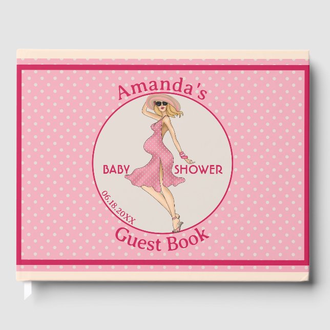 Retro Mom Blonde Baby Shower Party  Guest Book (Front)