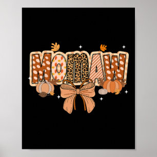 Retro Momaw Coquette Bow Leopard Fall Thanksgiving Poster