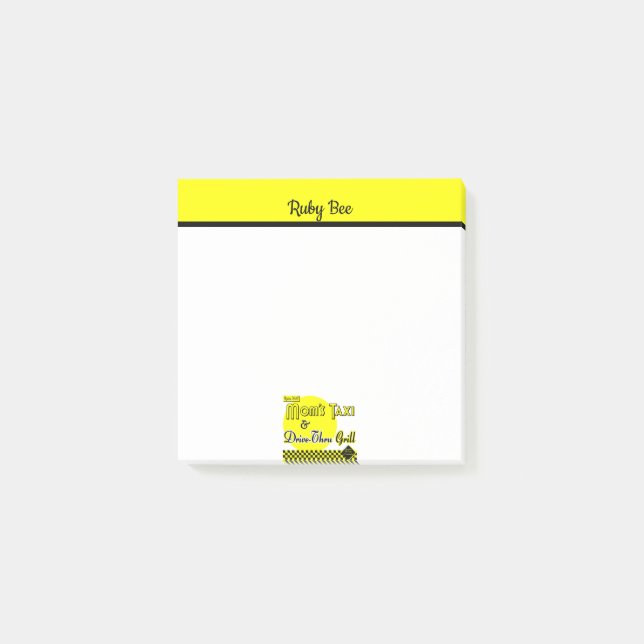 Retro Moms Taxi and Drive-Thru Grill Editable Post-it Notes (Front)