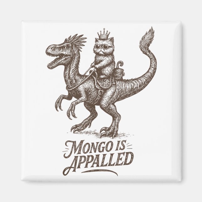 Retro Mongo Is Appalled Princess Cat Riding Dinosa Magnet (Front)