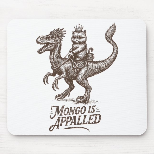 Retro Mongo Is Appalled Princess Cat Riding Dinosa Mouse Mat (Front)