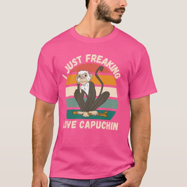 Retro Monkey I Just Freaking Love Capuchin Monkey  T-Shirt (Front)