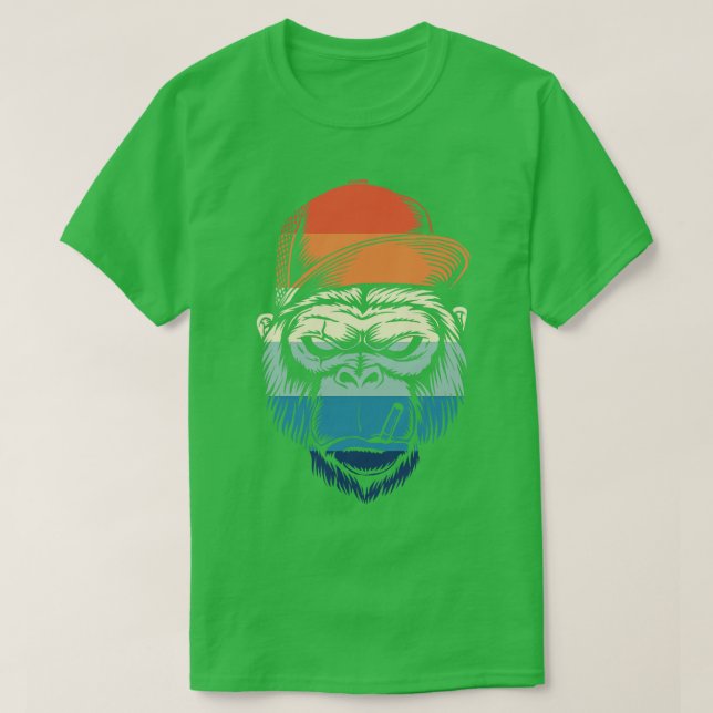 Retro Monkey Smoking T-Shirt (Design Front)