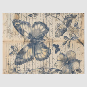 Retro monochrome ink butterfly stamp tissue paper