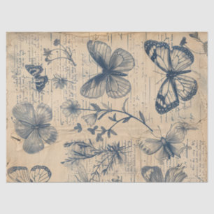 Retro monochrome ink butterfly stamp tissue paper