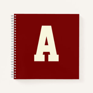 Retro monogram alpha burgundy cream notebook