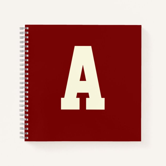 Retro monogram alpha burgundy cream notebook (Front)