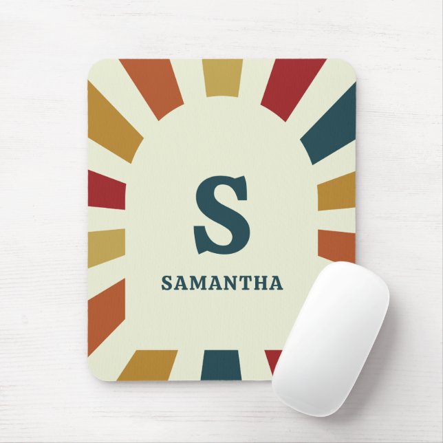 Retro Monogram Back to school gift for Teacher Mouse Mat (With Mouse)