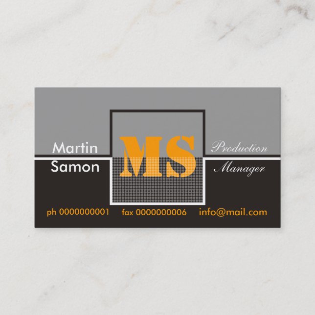 Retro Monogram Business Cards (Front)