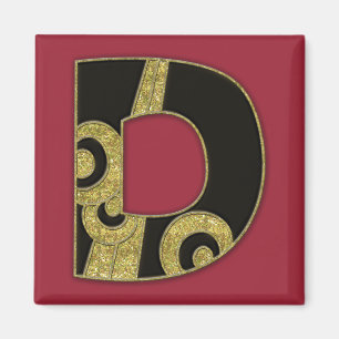 retro monogram - D Magnet