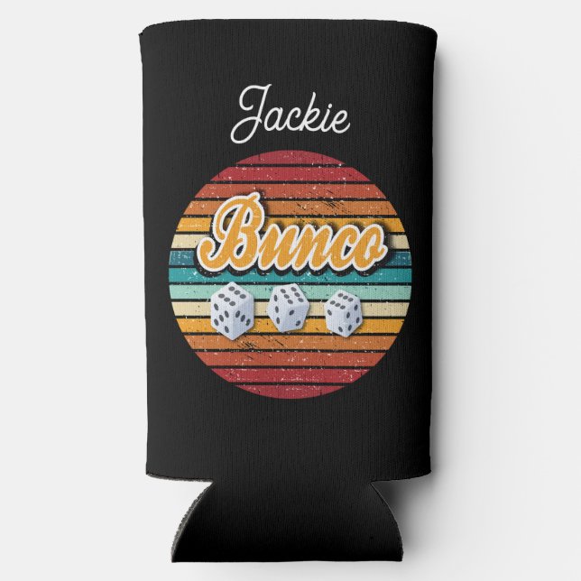 Retro Monogram Dice Bunco Seltzer Can Cooler (Back)