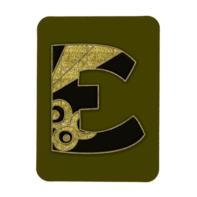 retro monogram - E Magnet (Vertical)