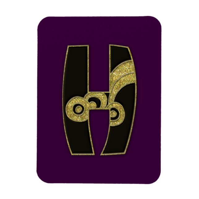 retro monogram - H Magnet (Vertical)