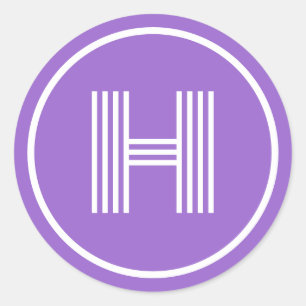 Retro Monogram Initial Amethyst Purple Classic Round Sticker