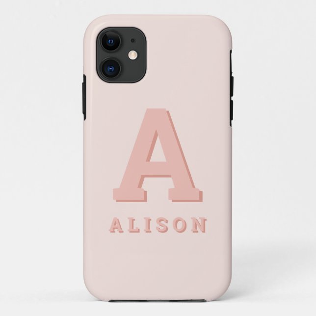 Retro monogram initial and name personalise modern Case-Mate iPhone case (Back)