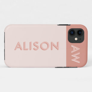 Retro monogram initial and name personalize modern iPhone 11 case