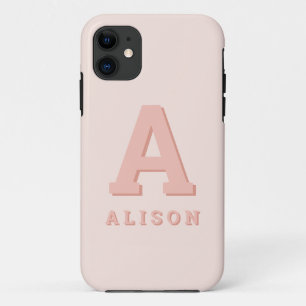 Retro monogram initial and name personalize modern iPhone 11 case