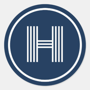 Retro Monogram Initial Oxford Blue Classic Round Sticker