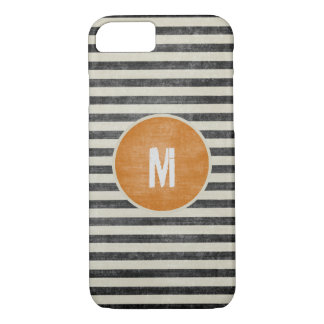 Retro Monogram Weathered Black White Stripes iPhone 8/7 Case