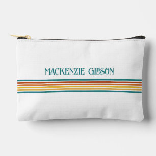 Retro Monogrammed Minimalist Stripes Accessory Bag