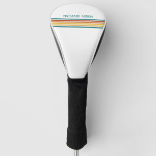 Retro Monogrammed Minimalist Stripes Golf Head Cover