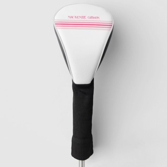 Retro Monogrammed Minimalist Stripes Golf Head Cover (Front)