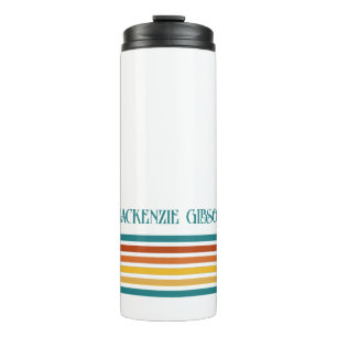Retro Monogrammed Minimalist Stripes Thermal Tumbler