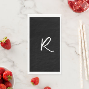 Retro Monograms Letter Black White Initial Wedding Napkin