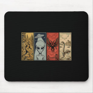 Retro monster loch ness mothman bigfoot alien mouse mat
