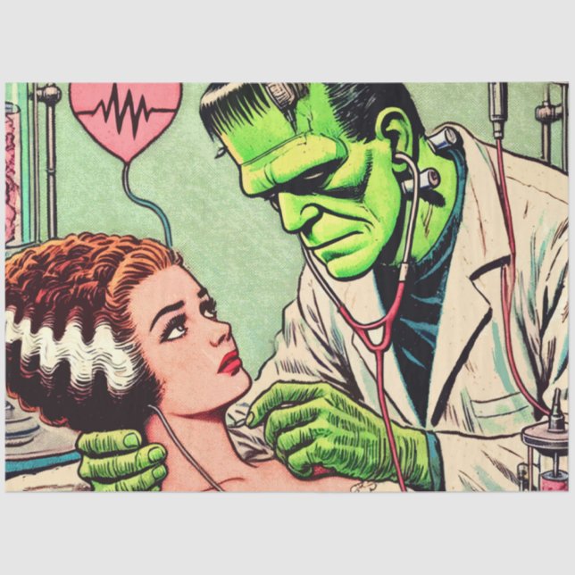 Retro Monster Love Comics Tissue Paper (Front)