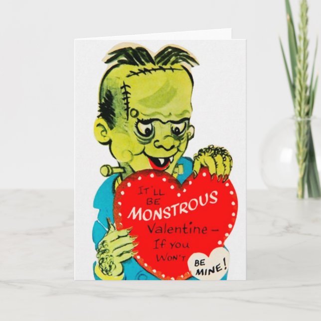 Retro Monster Valentine's Day Greeting Card (Front)