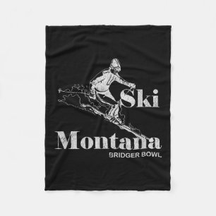 Retro Montana Bridger Bowl Skiing Tee Fleece Blanket