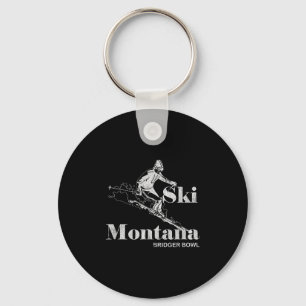 Retro Montana Bridger Bowl Skiing Tee Key Ring