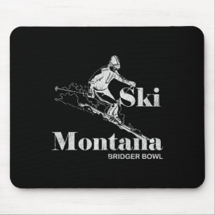 Retro Montana Bridger Bowl Skiing Tee Mouse Mat